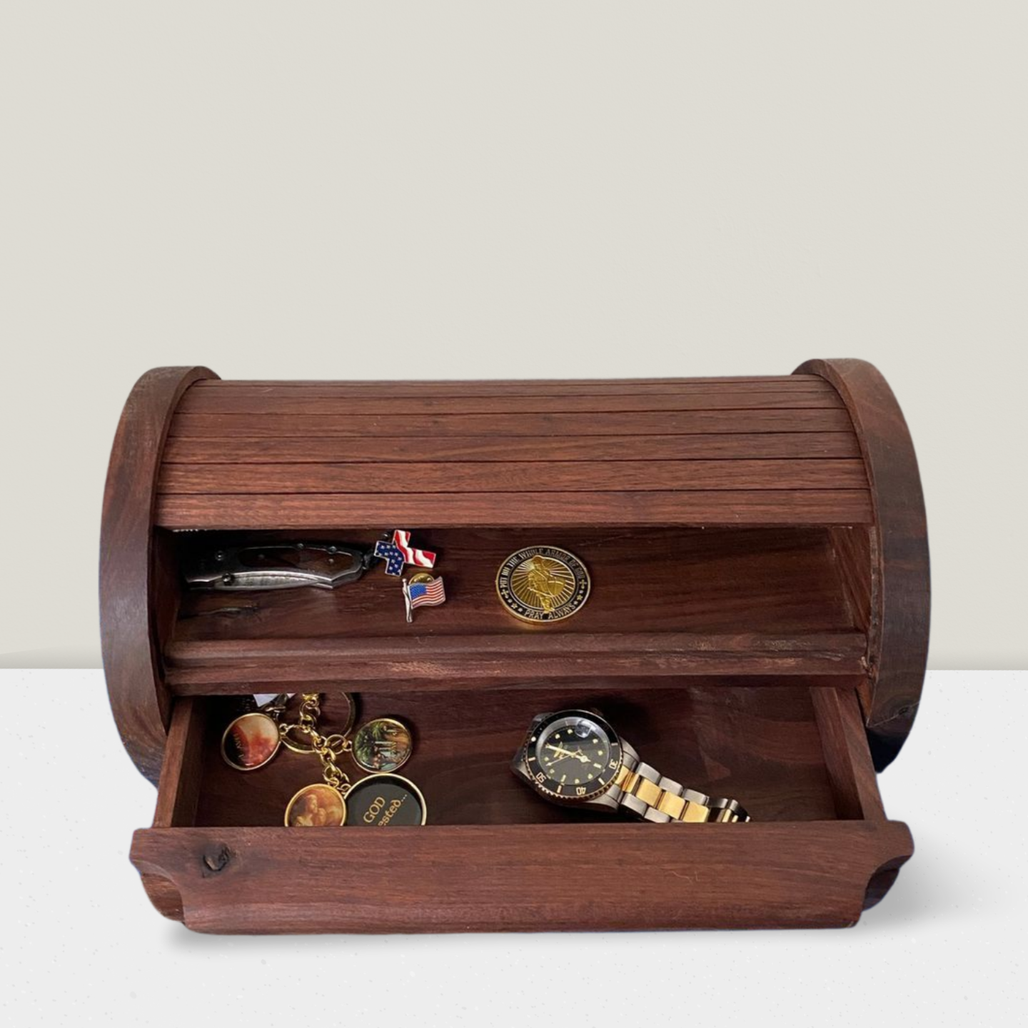 Black Walnut Roll top Valet Box