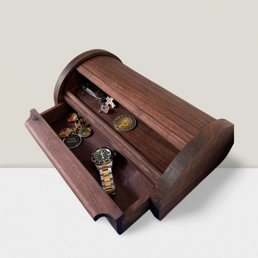 Black Walnut Roll top Valet Box