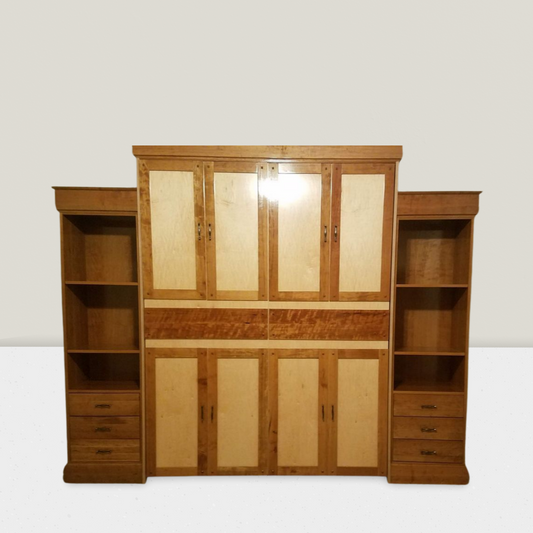Queen Size Murphy Bed with Bookcases
